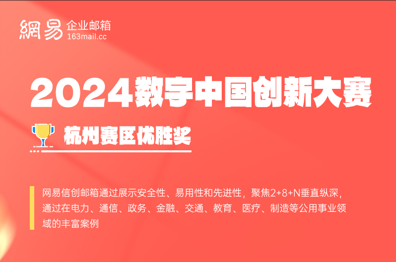 2024数字中国创新大赛,网易企业杭州赛区优胜奖